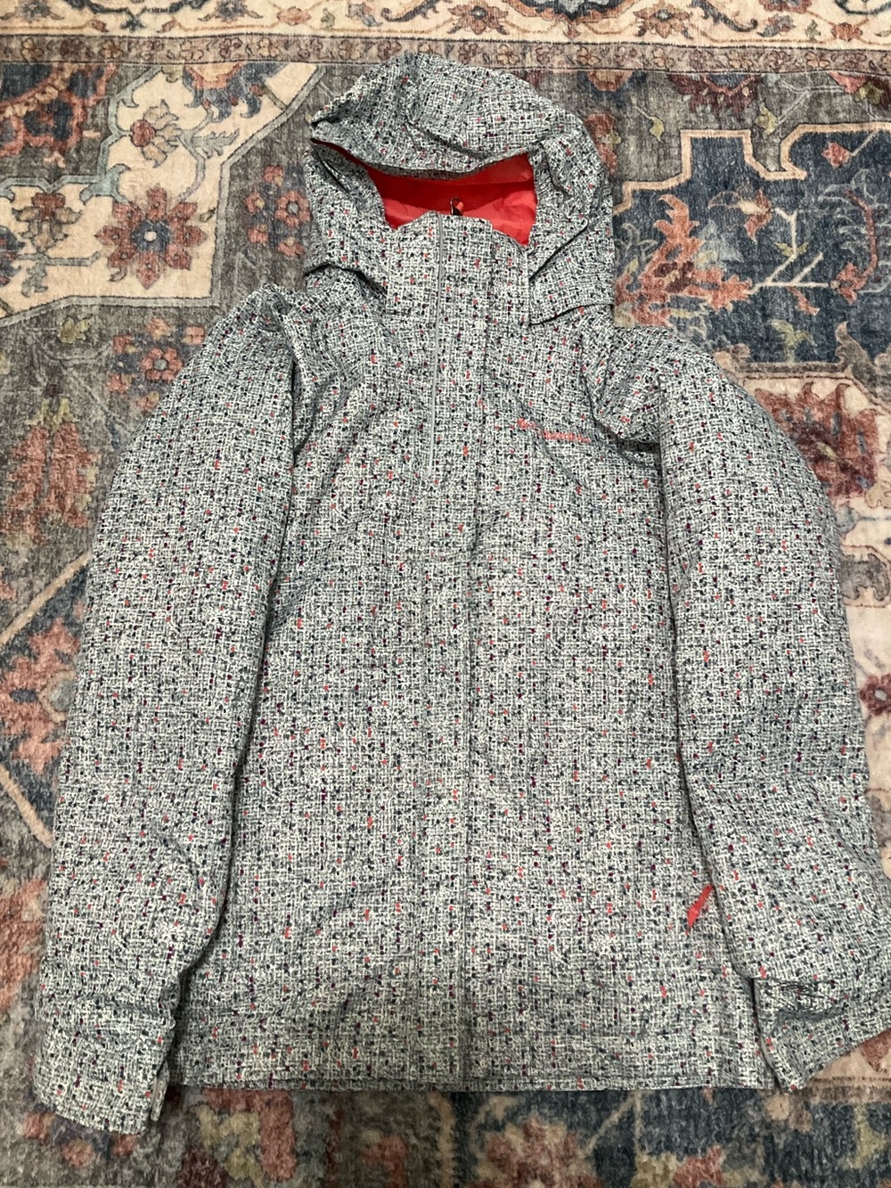 Columbia  Interchange Girls Size M. Grey, Peach Hooded Jacket.